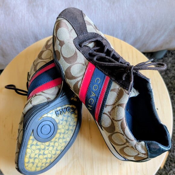 Coach Jayme Brown Sneakers Size 8.5 with red and navy color way - Picture 1 of 5